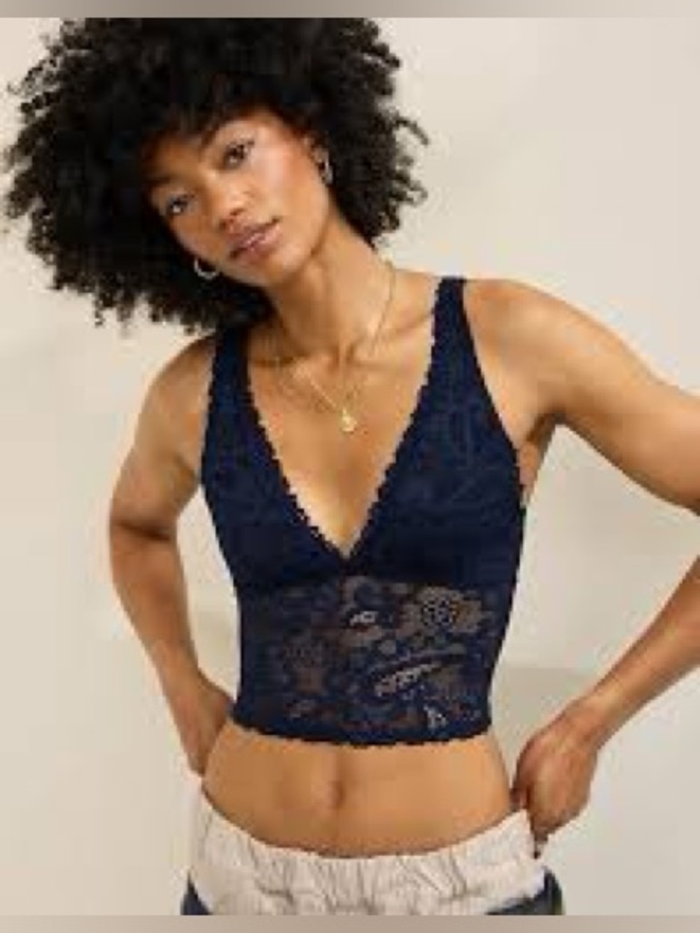 American Eagle Outfitters Navy Lace Bralette Longline